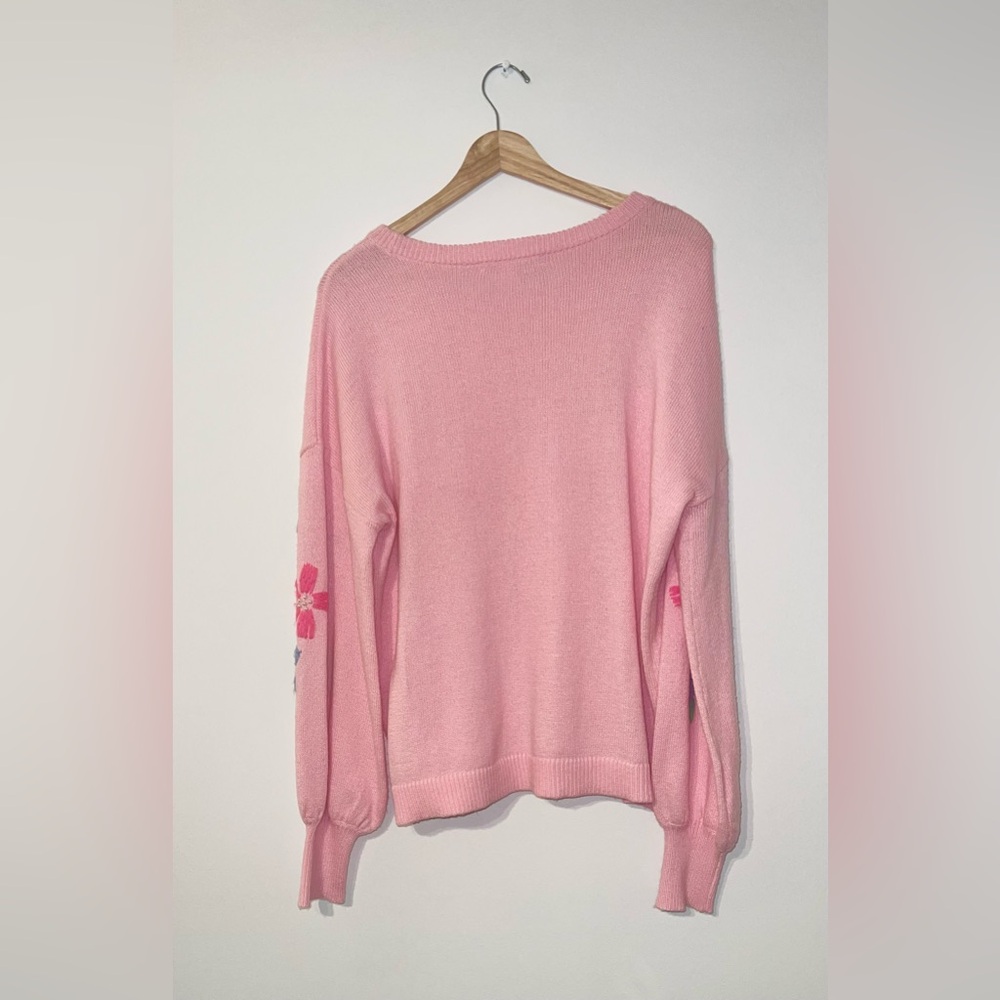 Lilly Pulitzer pink floral Laletta sweater - Picture 3 of 7